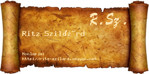 Ritz Szilárd névjegykártya