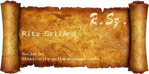 Ritz Szilárd névjegykártya